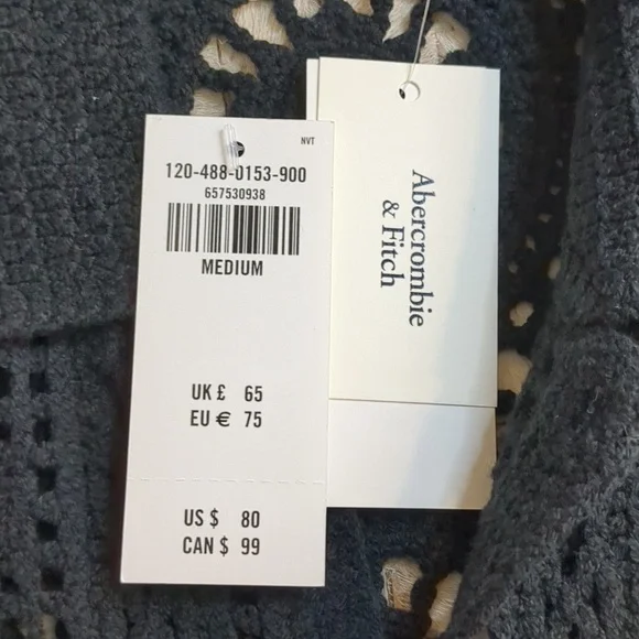 Abercrombie & Fitch Men's Size M Crotchet Button Down Short Sleeve Black Shirt - Picture 5 of 9